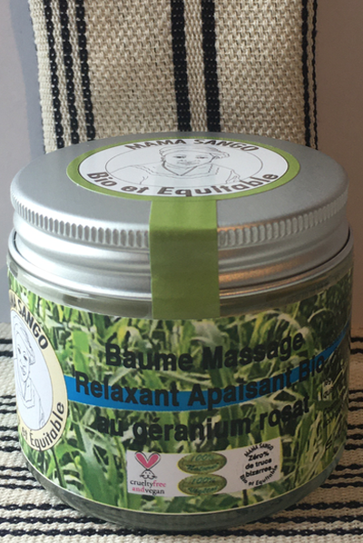 BAUME MASSAGE AU GERANIUM ROSAT 100% NATUREL, BIO, CRUELTY-FREE, VEGAN, ZERO % DE TRUCS BIZARRES